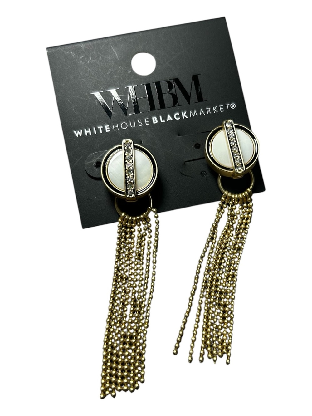 NEW White House Black Market WHBM Gold Tone Tassel chain Drop Earrings